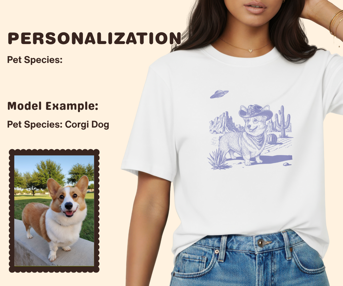 Pixelweaver Templates Collection | Western UFO Pets Custom T-shirt | DEJA