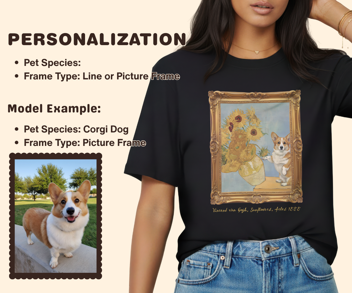 Pixelweaver Templates Collection | Van Gogh Sunflowers Custom T-shirt | DEJA