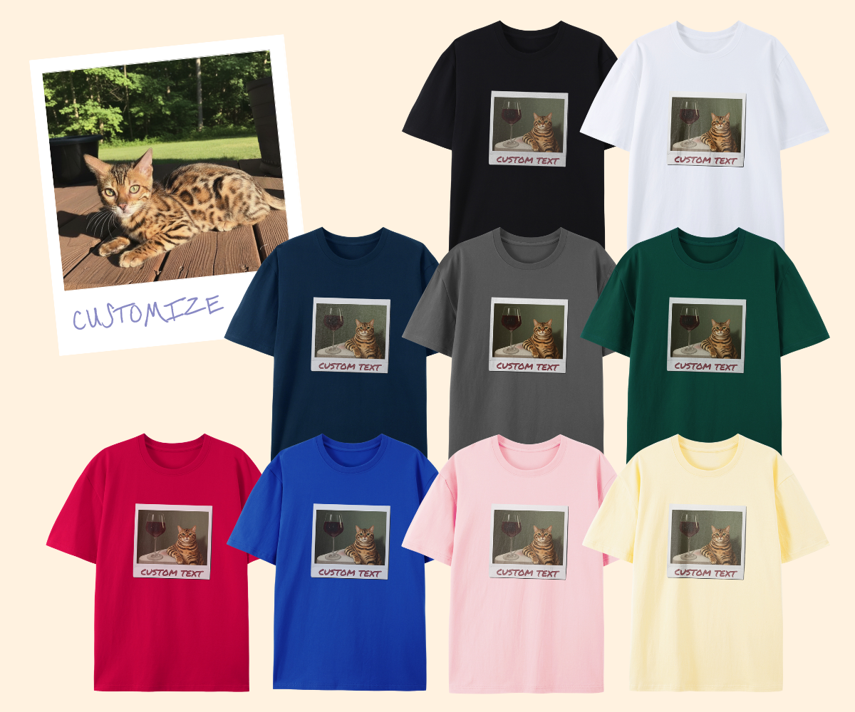 Pixelweaver Templates Collection | Sipping Wine Polaroid Custom T-shirt | DEJA
