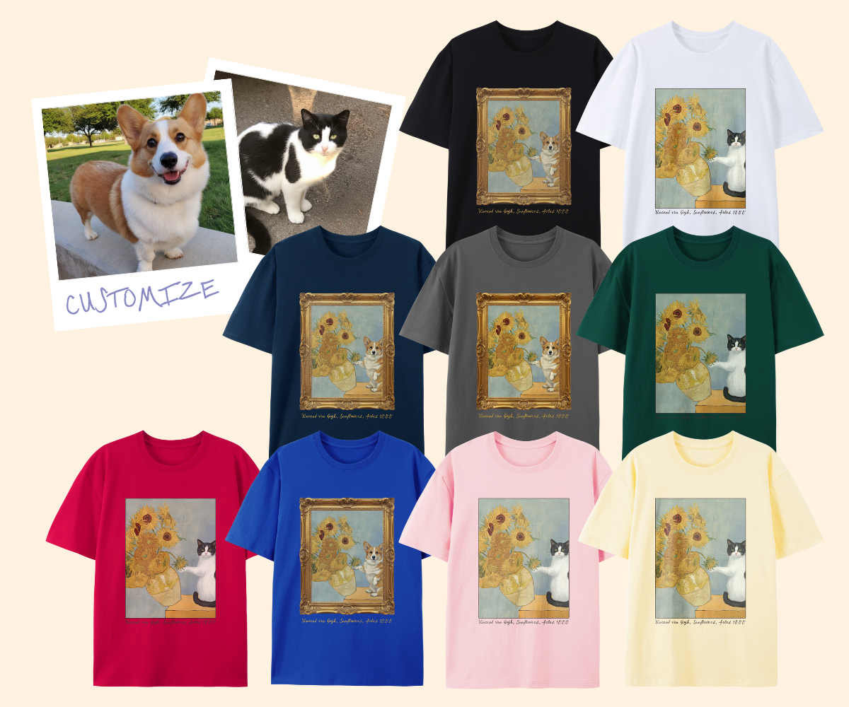 Pixelweaver Templates Collection | Van Gogh Sunflowers Custom T-shirt | DEJA