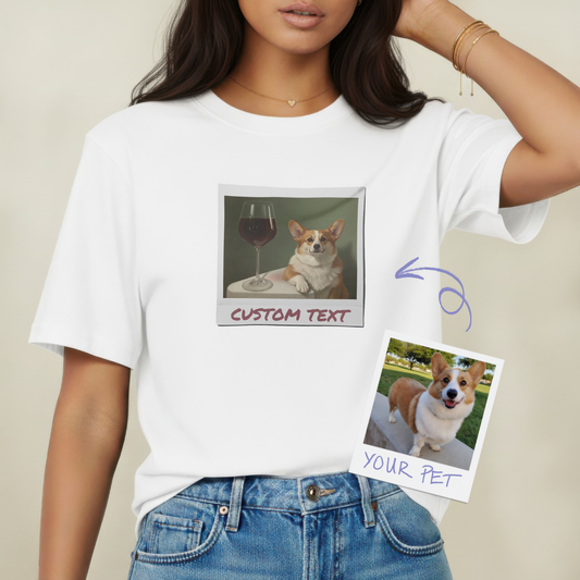 Pixelweaver Templates Collection | Sipping Wine Polaroid Custom T-shirt | DEJA